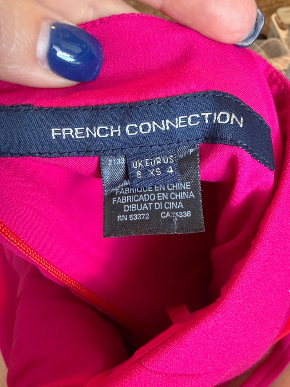 French Connection Women's Bright Pink & Orange A-Line Dress Colorblock Summer - Picture 3 of 10